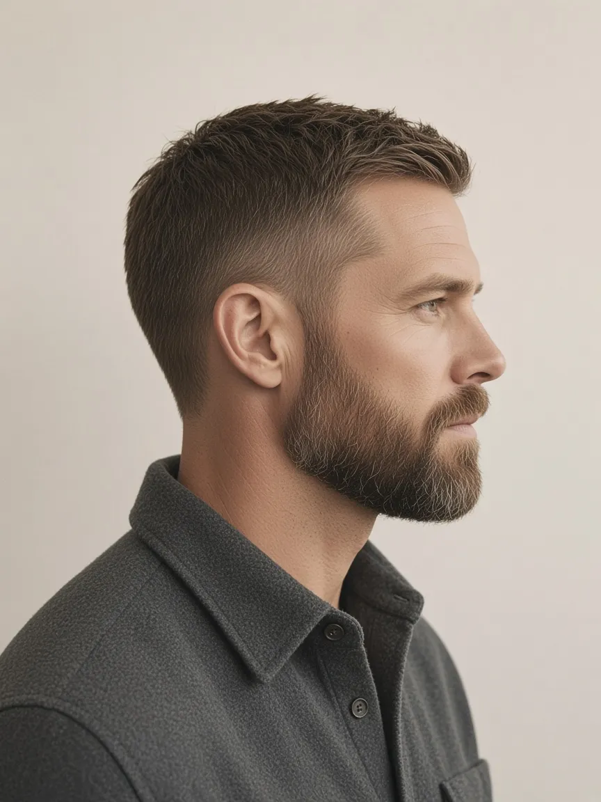Client with a full, neatly shaped beard