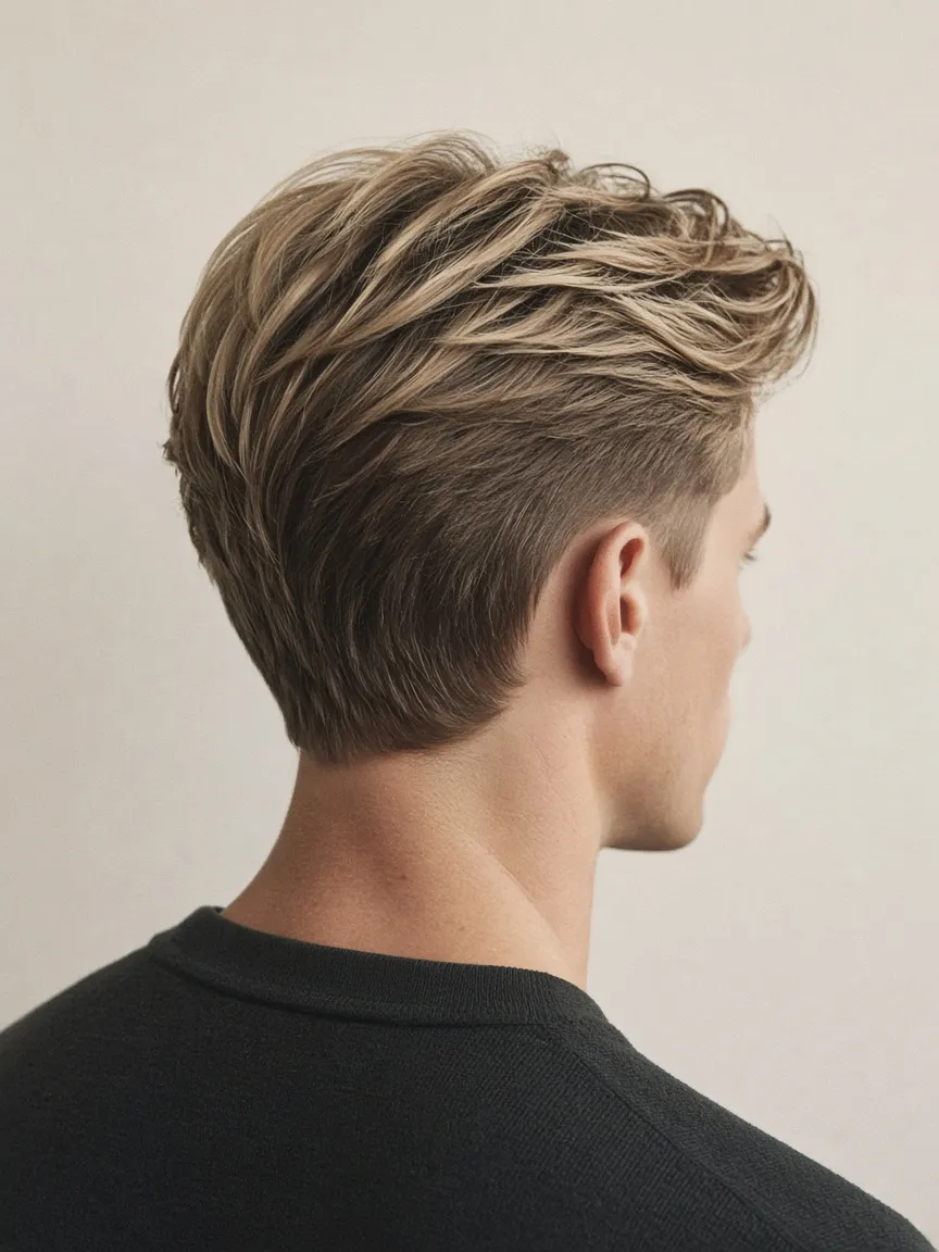 Client with a longer scissor cut on top